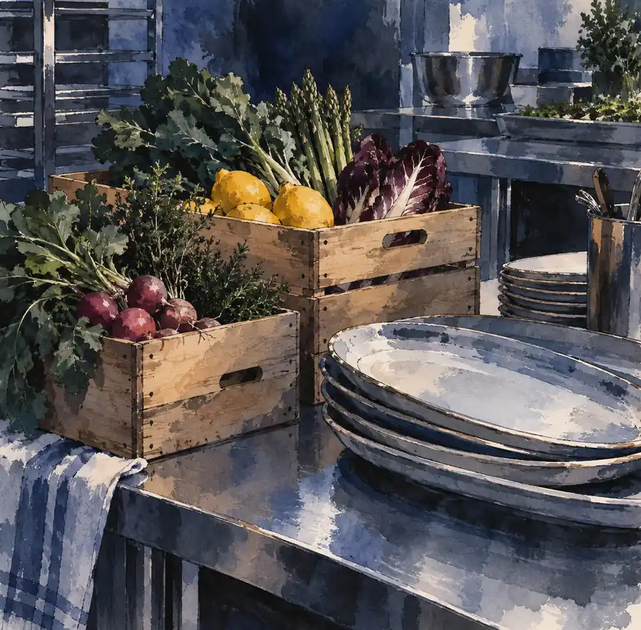 Illustration of catering businesses equipment and workspace